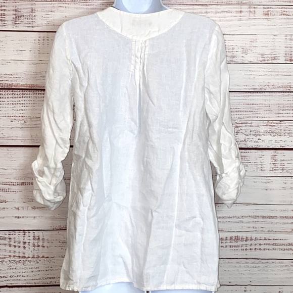 NWT White Linen Lace Boho Blouse Top By Carla Conti. - Picture 5 of 9